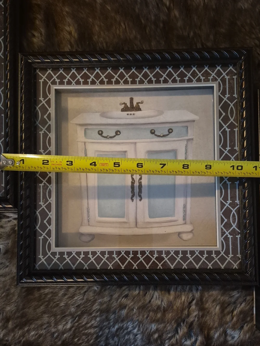 Framed Blue and White Vanity Art Print - Home Accents